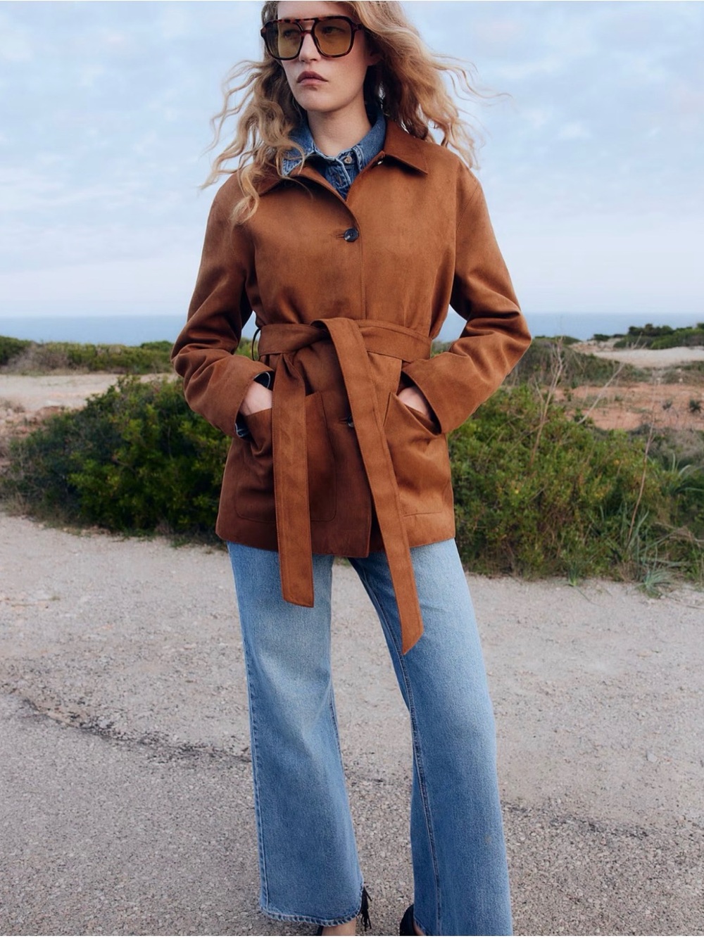 H&M Belted Faux Suede Jacket - Picture 2 of 4